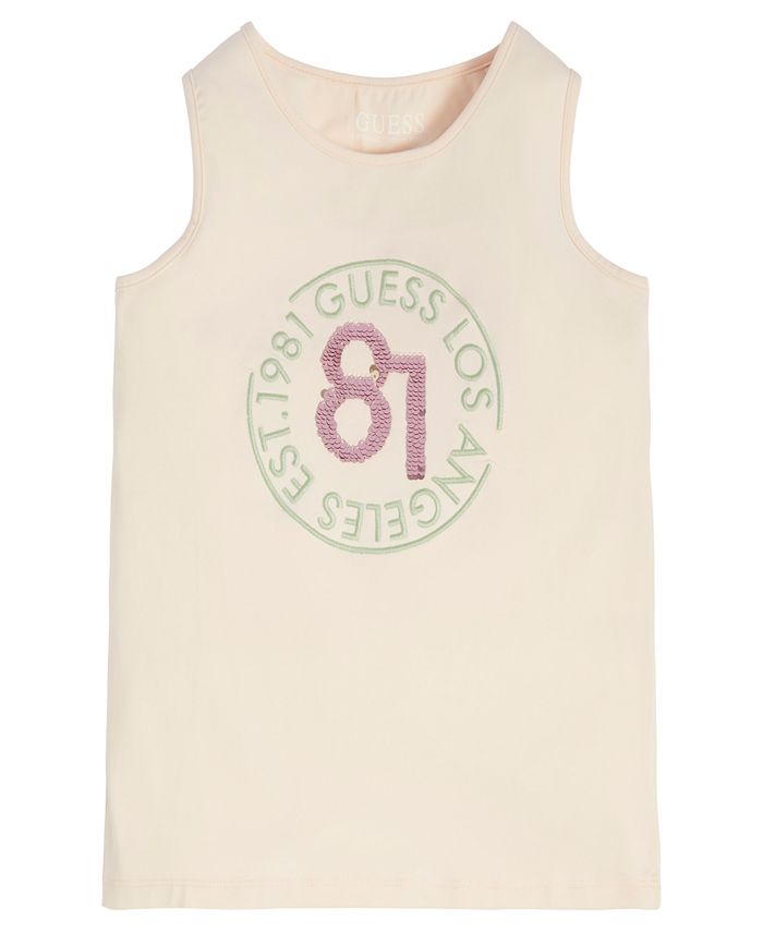 GUESS Big Girls Stretch Jersey Embroidered Flip Sequin Logo Tank Top