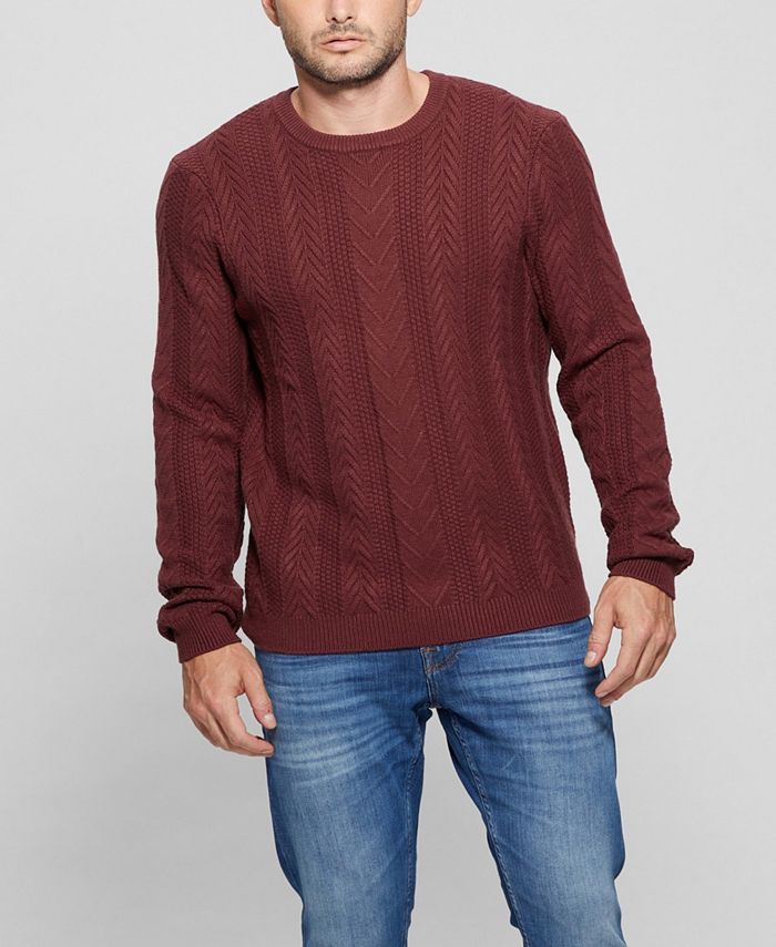 GUESS Men's Cable Ethan Long Sleeves Sweater