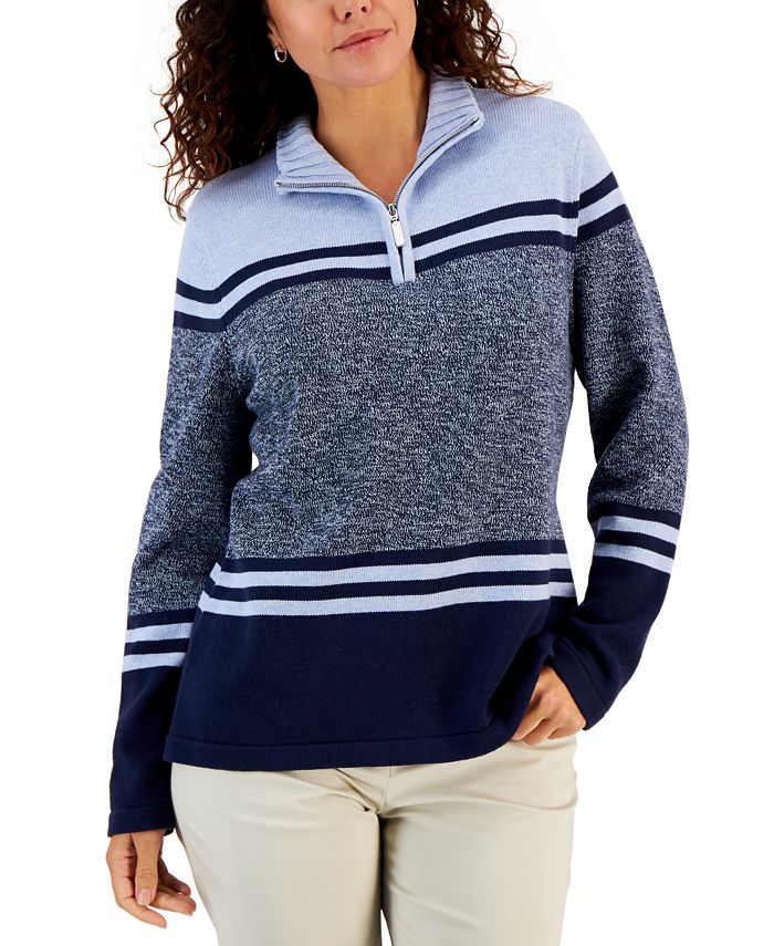 Karen Scott Women's Mapleton Half-Zip Cotton Sweater