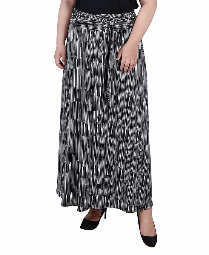 NY Collection Plus Size Maxi with Sash Waist Tie Skirt