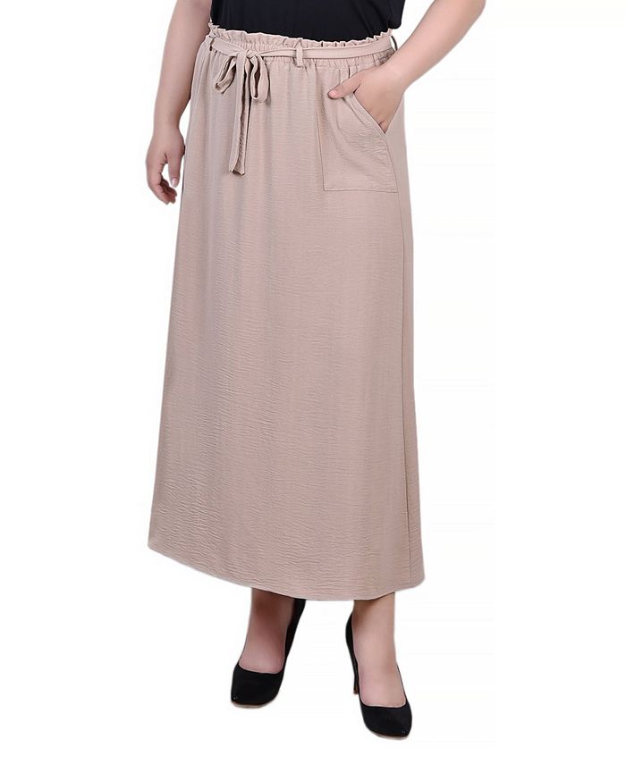 NY Collection Plus Size Ankle Length Belted A-Line Skirt