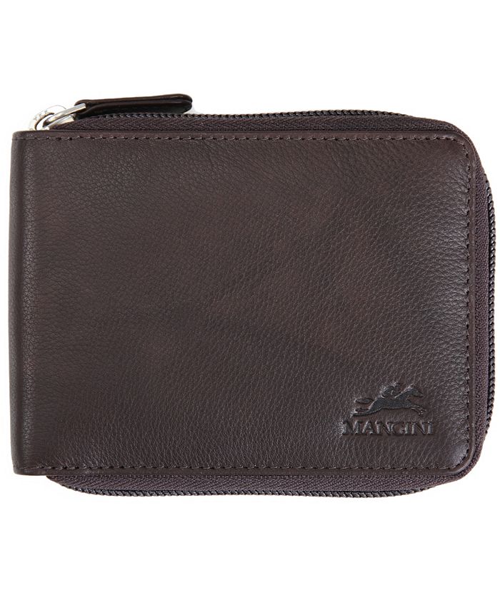 Mancini Men's Monterrey Collection Zippered Bifold Wallet with Removable Pass Case