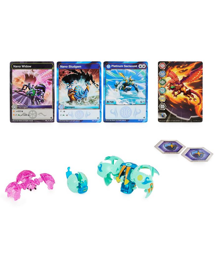 Bakugan Evolutions, Sectanoid with Nano Widow and Sludge Platinum Power up Pack, True Metal Bakugan Action Figure, 2 Nanogan, 2 BakuCores, 2 Ability Cards, Kids Toys for Boys, Ages 6 and Up