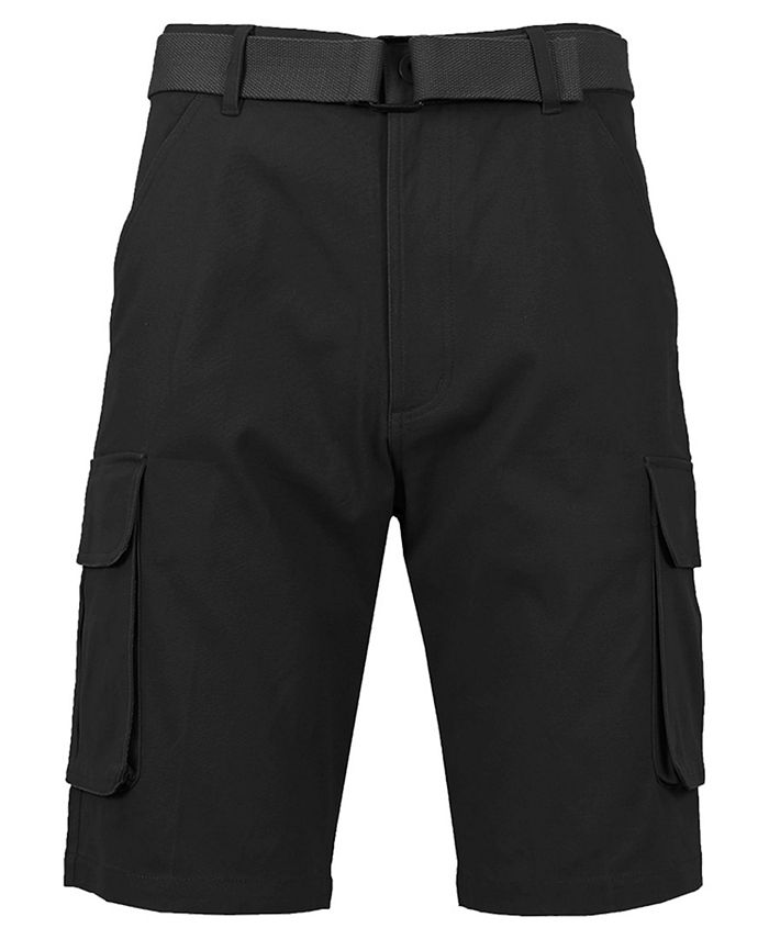 Galaxy By Harvic Men's Flat Front Belted Cotton Cargo Shorts