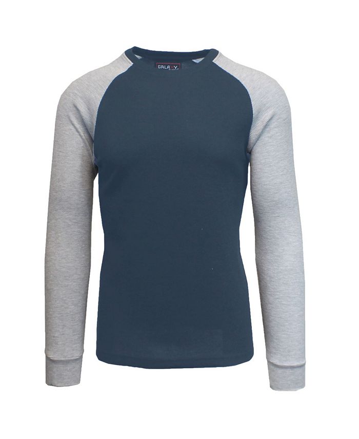 Galaxy By Harvic Men's Long Sleeve Thermal Shirt with Contrast Raglan Trim on Sleeves