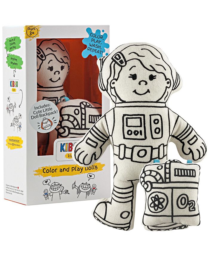 Kiboo Kids Doll and Mini Doll Backpack for Coloring - Astronaut - Girl (+markers)