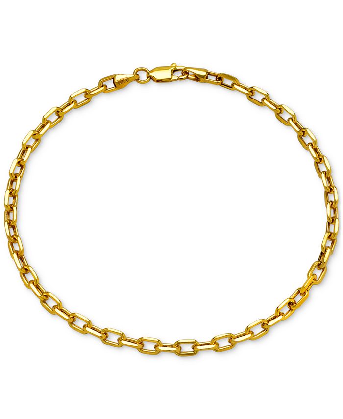Macy's Men's Square Paperclip Link Chain Bracelet in 14k Gold 9