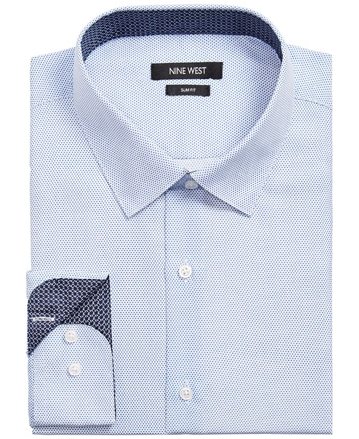 Nine West Men's Slim-Fit Performance Stretch Micro-Dot Dress Shirt