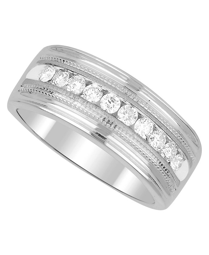 Macy's Men's Diamond (1/4 ct. t.w.) Ring in 10k White or Yellow Gold