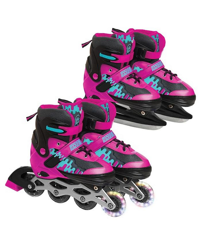 Rugged Racers Kids Adjustable and Convertible Rollerblade and Ice Skate, Medium