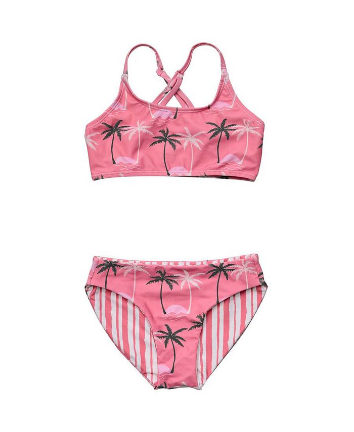 Snapper Rock Toddler|Child Girls Palm Paradise Sustainable X Back Bikini