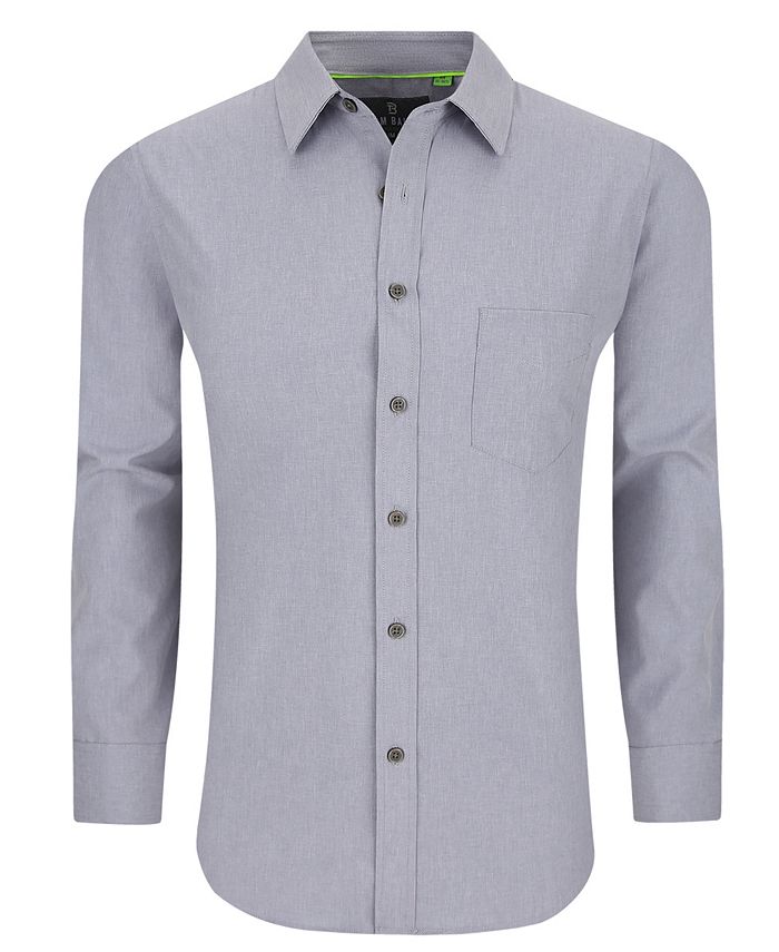 Tom Baine Men's Slim Fit Performance Long Sleeve Solid Button Down Dress Shirt