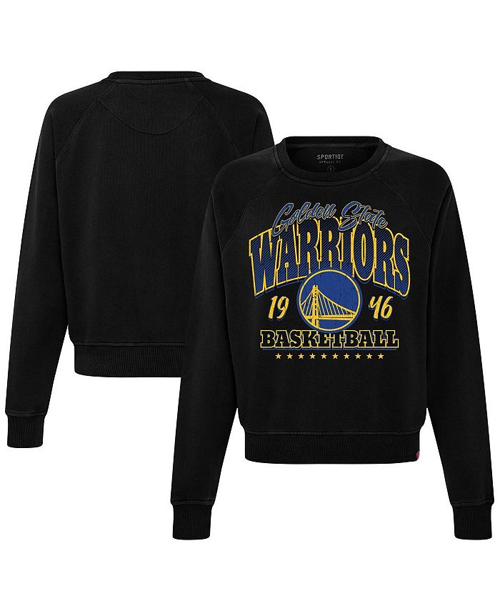 Sportiqe Women's Black Golden State Warriors Origins Ashlyn Crewneck Pullover Sweatshirt