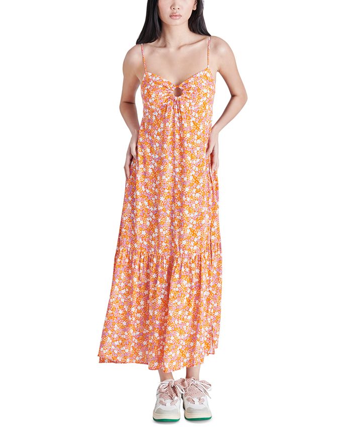 Steve Madden Women's Shayne Floral-Print Crepe Empire-Waist Midi Dress