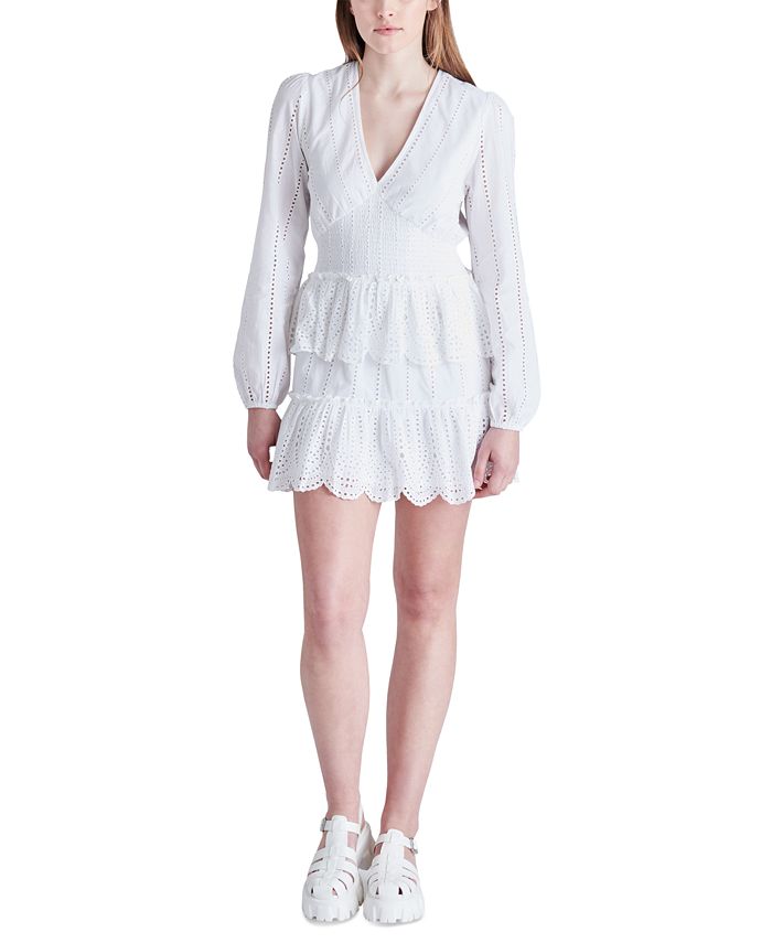 Steve Madden Women's Raquelle Cotton Eyelet Tiered Mini Dress