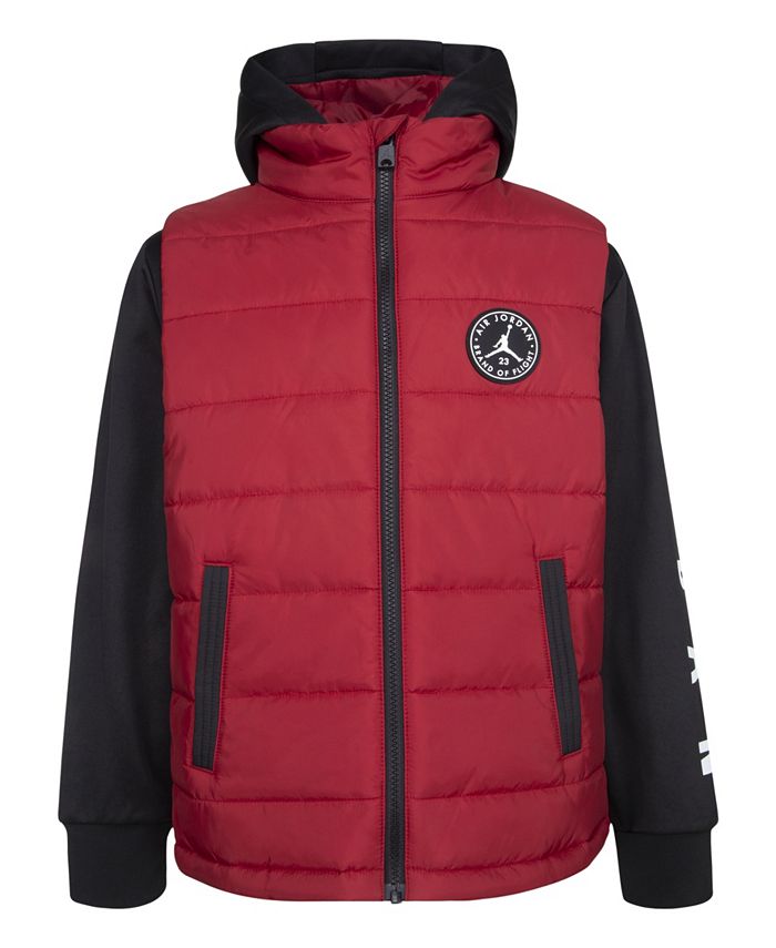 Jordan Big Boys Hooded 2Fer Puffer Jacket, Only at Macy's