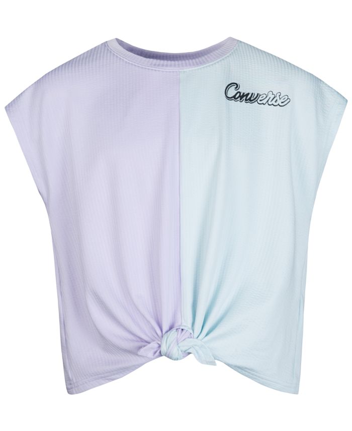 Converse Big Girls Short Sleeves Blocked Tie Front Top