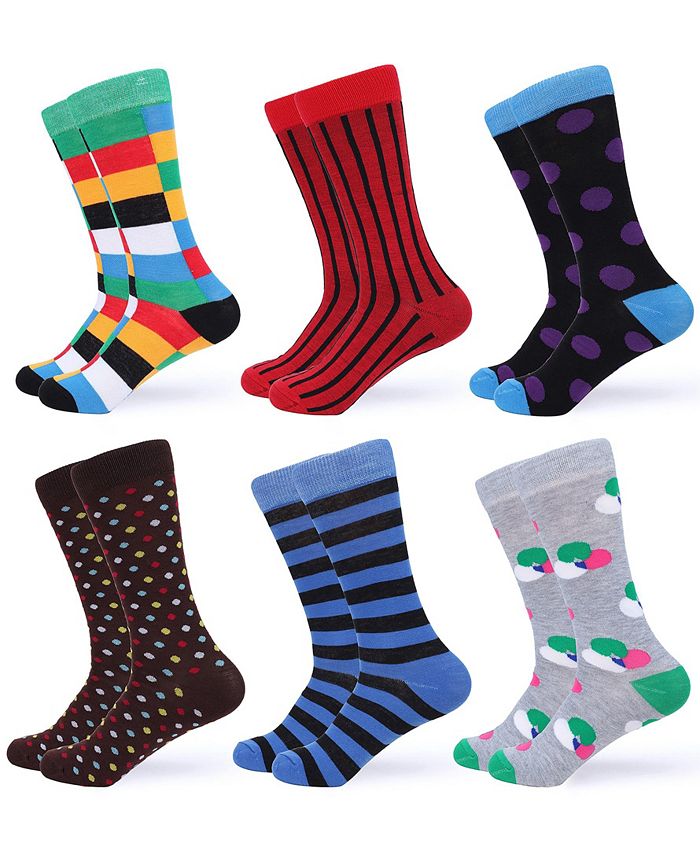 Gallery Seven Men's Fun Colorful Dress Socks 6 Pack