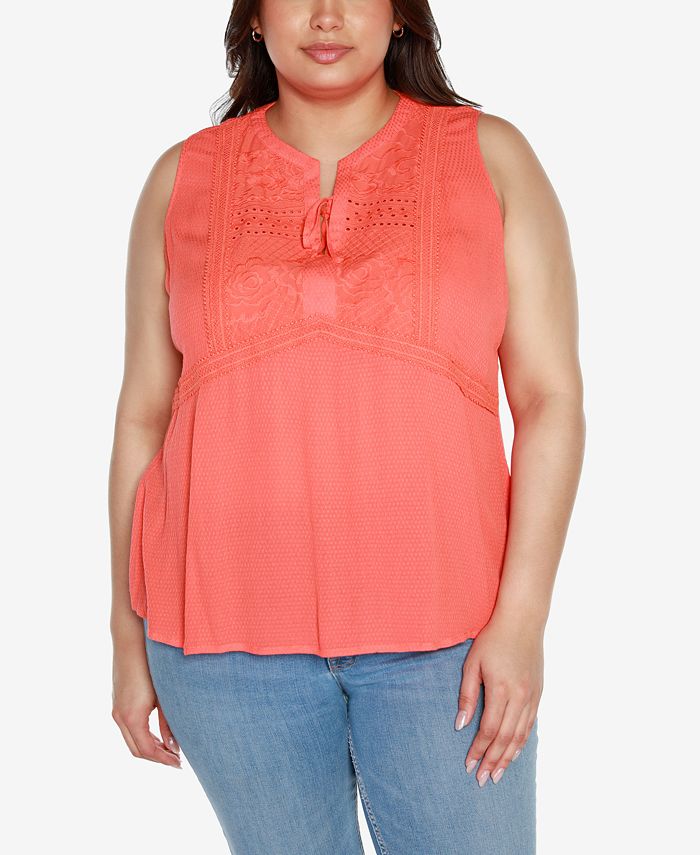 Belldini Black Label Plus Size Split Neck Tank Top