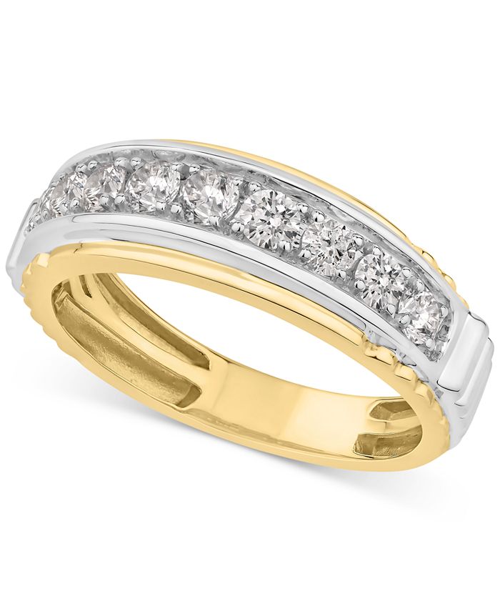 Macy's Men's Diamond Ring (1 ct. t.w.) in Two-Tone 10k Gold & White Gold