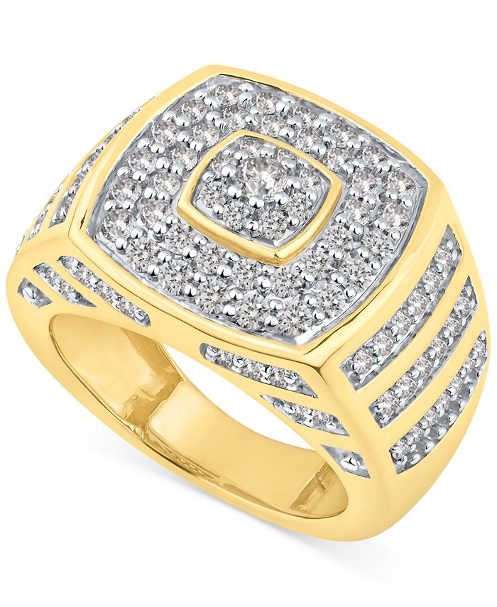 Macy's Men's Diamond Multi-Cluster Statement Ring (2 ct. t.w.) in 10k Gold