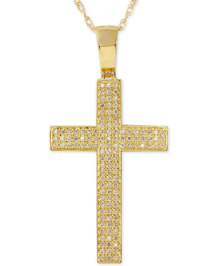 Macy's Men's Diamond Geometric Cross Pendant Necklace (1/2 ct. t.w.) in 10k Gold