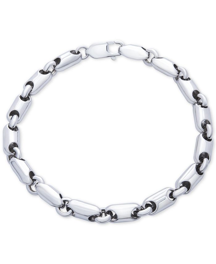 Macy's Men's Polished Rounded Link Bracelet in Sterling Silver
