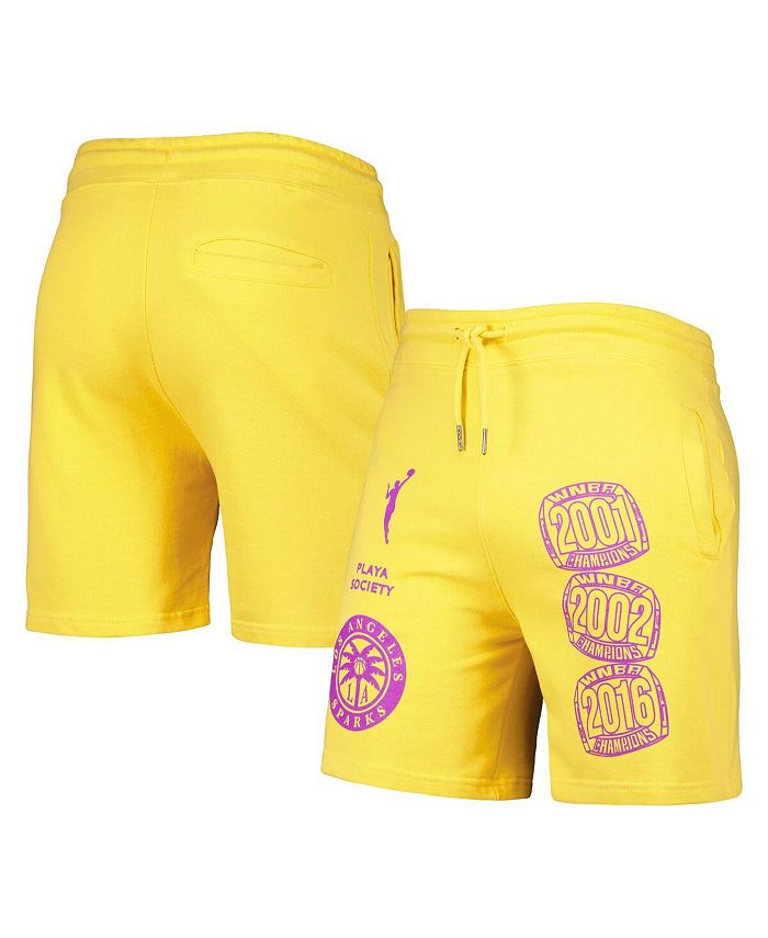 Playa Society Men's Gold Los Angeles Sparks Legacy Logo Shorts