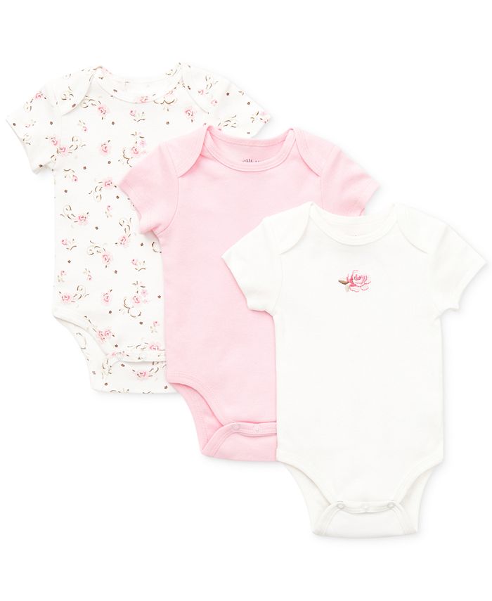 Little Me Baby Girls Vintage Rose Bodysuits, Pack of 3