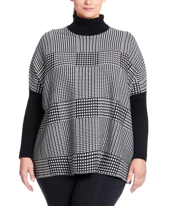 Joseph A Plus Size Poncho Turtleneck Sweater