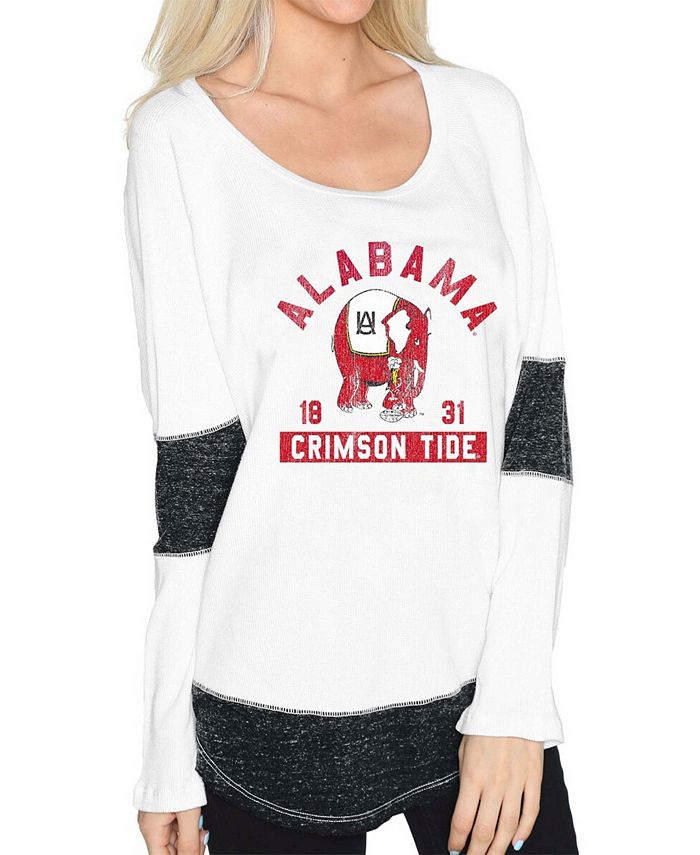 Original Retro Brand Women's White Alabama Crimson Tide Contrast Boyfriend Thermal Long Sleeve T-Shirt