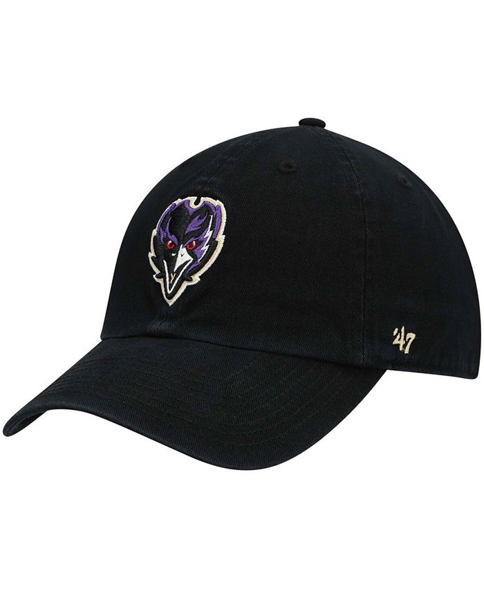47 Brand Men's Black Baltimore Ravens Clean Up Alternate Logo Adjustable Hat