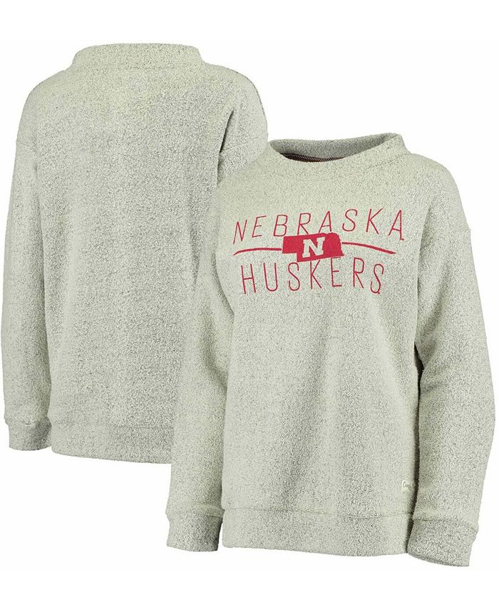Pressbox Women's Ash Nebraska Huskers Comfy Terry Crew Sweatshirt