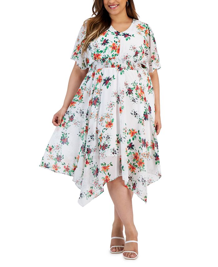 Robbie Bee Plus Size Floral-Print Fit & Flare Dress