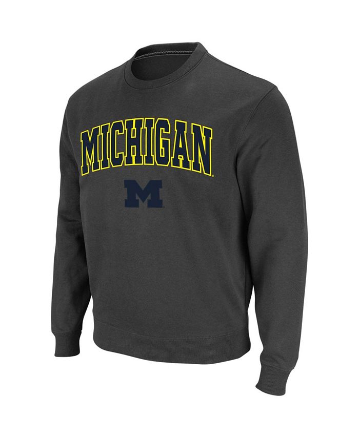 Colosseum Men's Charcoal Michigan Wolverines Arch Logo Crew Neck Sweatshirt