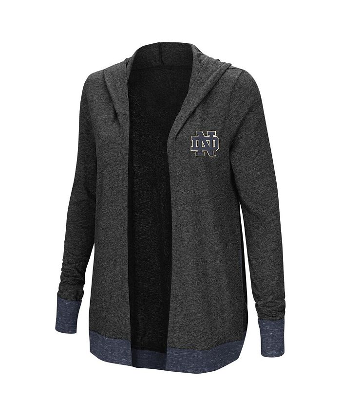 Colosseum Women's Charcoal Notre Dame Fighting Irish Plus Size Steeplechase Open Hooded Tri-Blend Cardigan