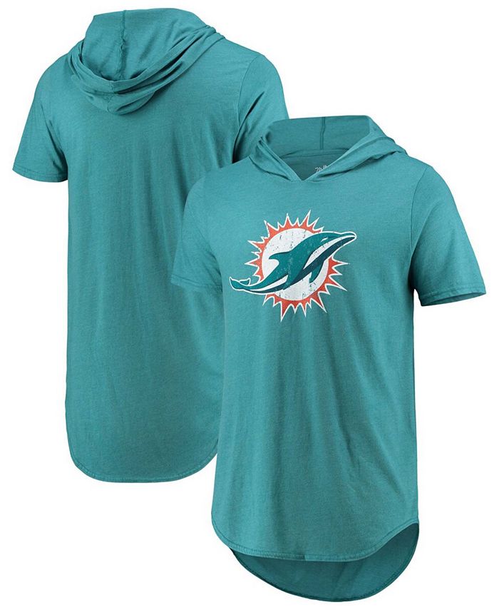 Majestic Men's Aqua Miami Dolphins Primary Logo Tri-Blend Hoodie T-shirt