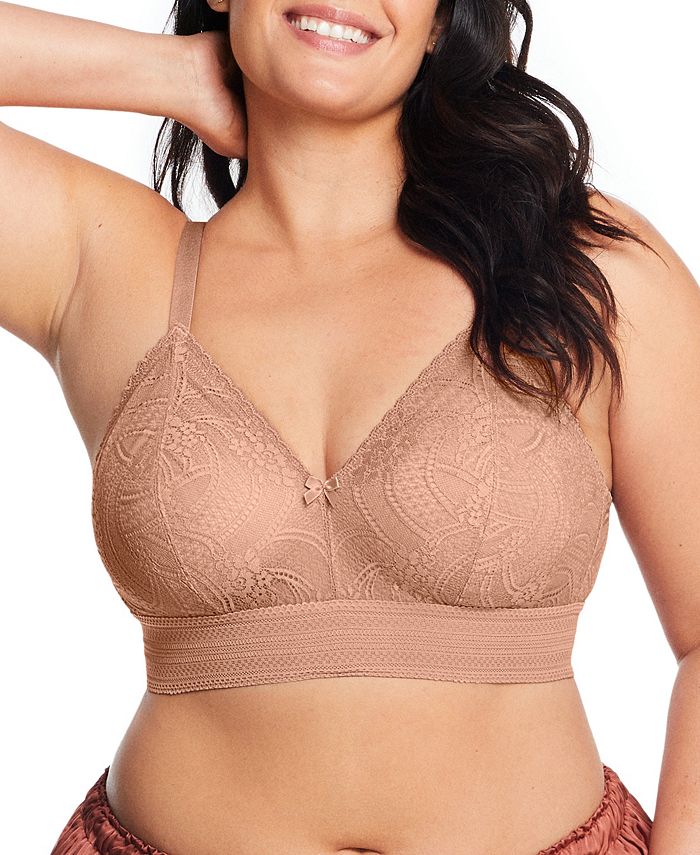 Glamorise Plus Size Full Figure Bramour Gramercy Luxe Lace Wireless Bralette