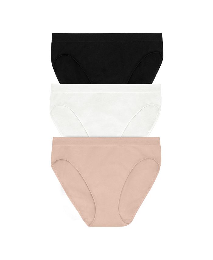 On Gossamer Women's Cabana Cotton Seamless High Cut Brief Underwear, 3-Pack G0321P3