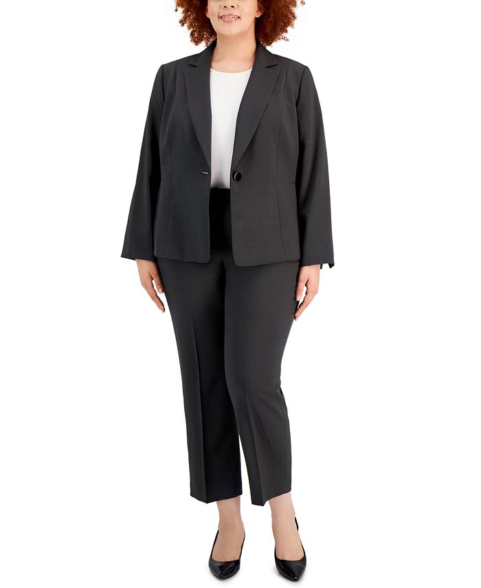 Le Suit Plus Size One-Button Pantsuit