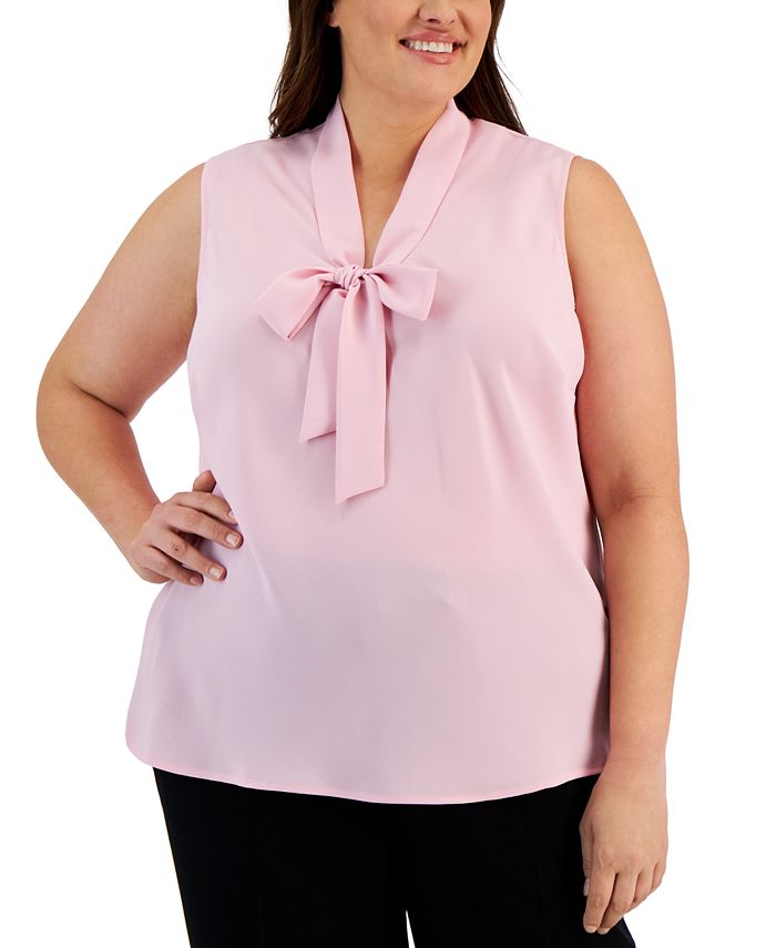 Kasper Plus Size Bow Top