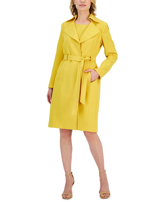 Le Suit Women's Crepe Belted Trench Jacket & Sheath Dress Suit, Regular and Petite Sizes