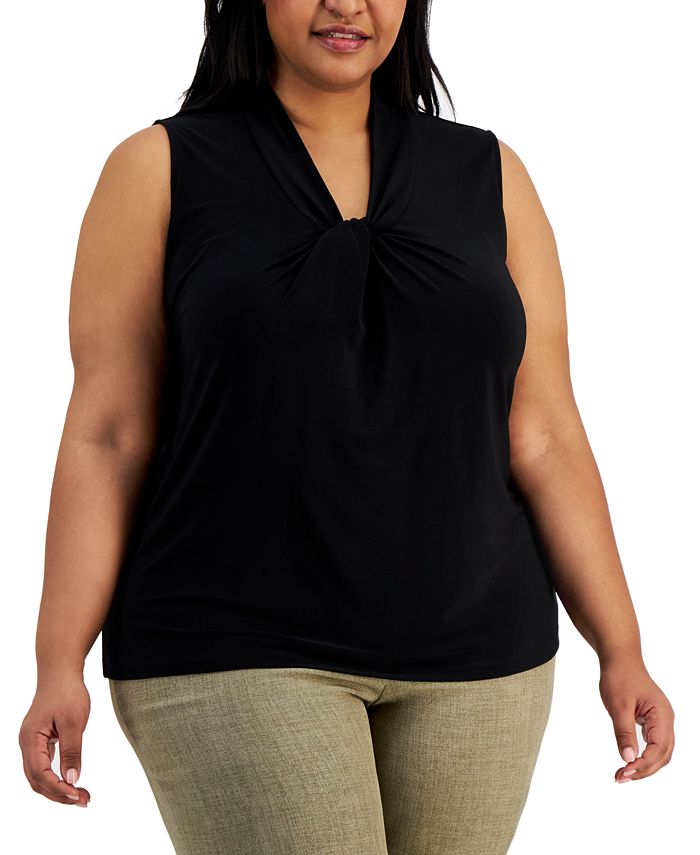 Kasper Plus Size Knot Sleeveless Top