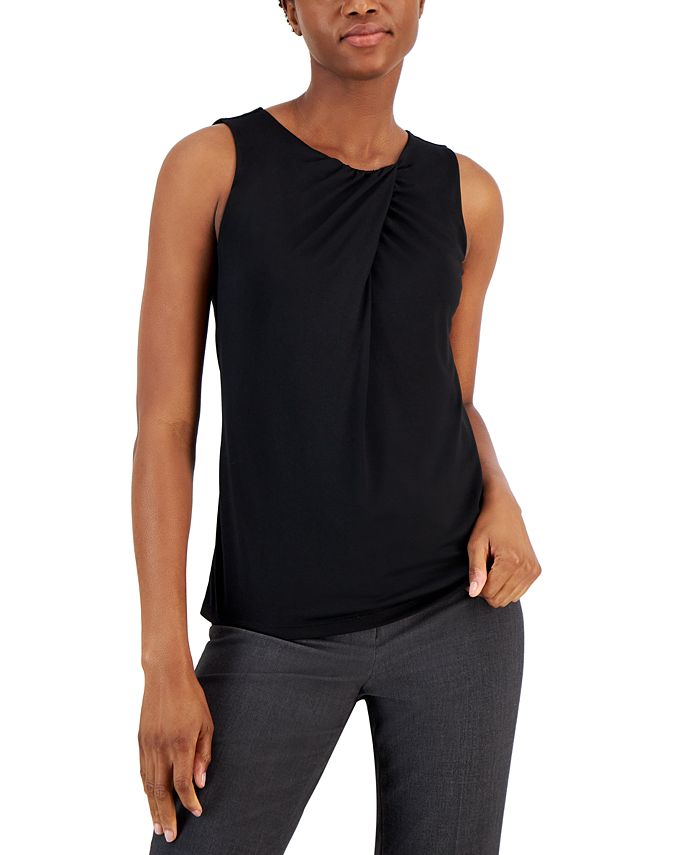 Anne Klein Women's Sleeveless Pleat-Neck Top