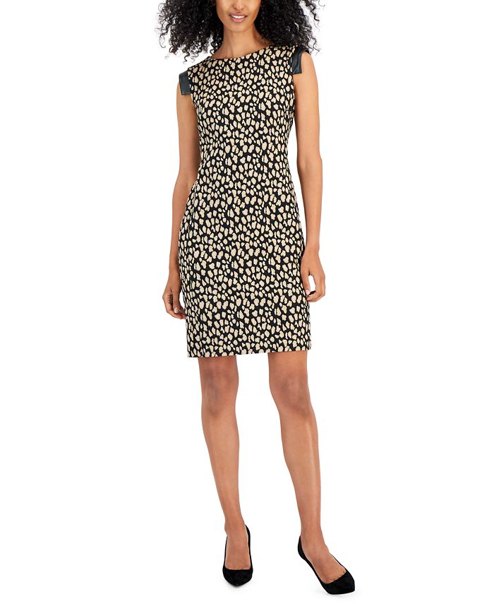 Anne Klein Women's Animal-Print Envelope-Shoulder Shift Dress