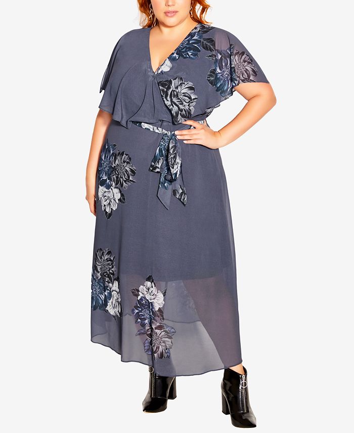 City Chic Trendy Plus Size Bouquet Wrap Dress