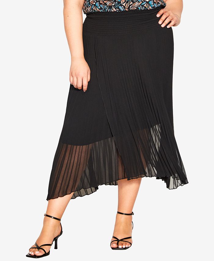 City Chic Plus Size Trendy Natalie Pleated Skirt