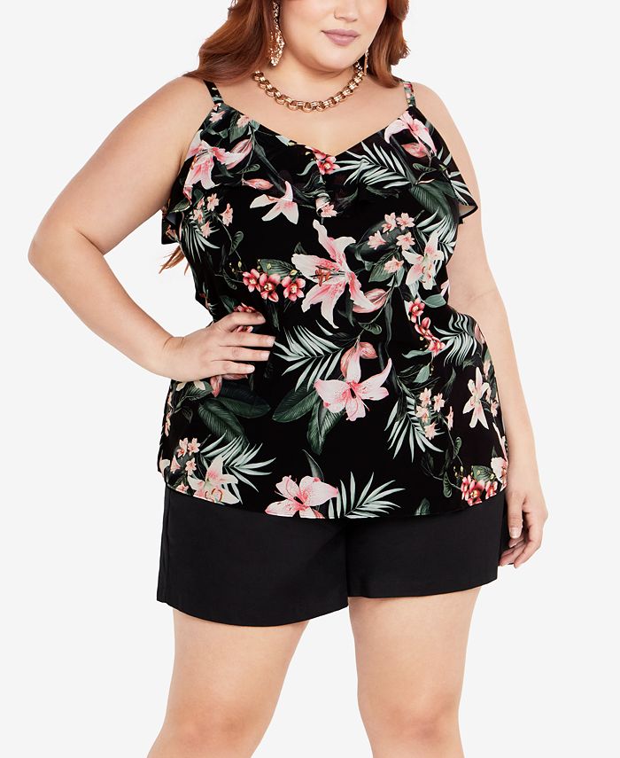 City Chic Trendy Plus Size Nicole Print Camisole Top