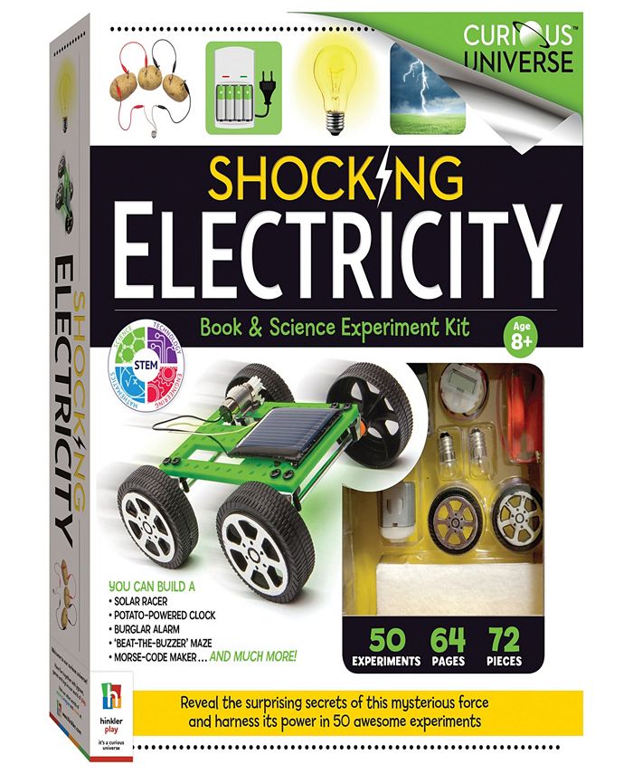 Curious Universe Shocking Electricity Science Kit 50 Science Experiments with 70 Piece Kit DIY Science For Kids, Create Gadgets, Build a Solar Car, Stem Skills