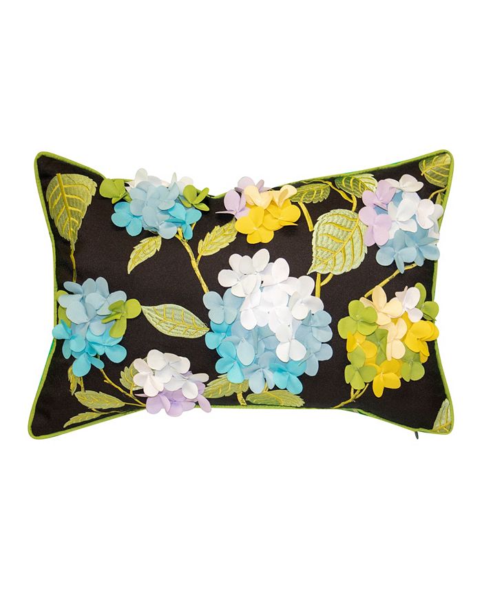 Edie@Home Dimensional Hydrangea Lumbar Decorative Pillow, 12 x 20